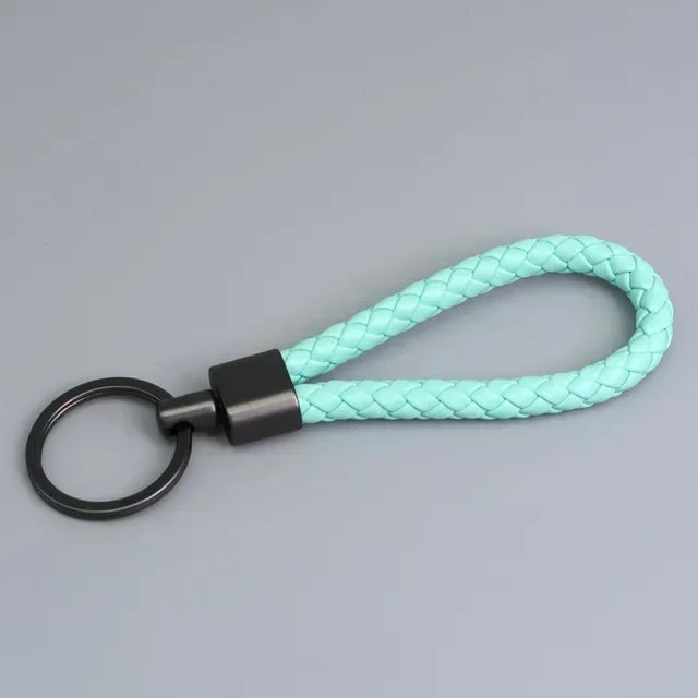Trend Black Pink Color Braided Rope Car Keychain Fresh Ice Cream Color Key Pendant Sheep Pattern High Ring Leather Rope Amagi