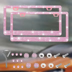 Car Glitter Crystal Sticker License Plate Frame Women's License Plate Frame Auto Parts 12.2*6.3in Three Colors Optional Amagi