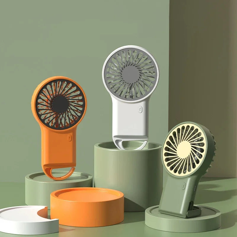 Creative Mini Handheld Small Fan USB Charging Portable 3 Speed High Wind Desktop Office Travel Pocket Fan Hangable Buckle Amagi