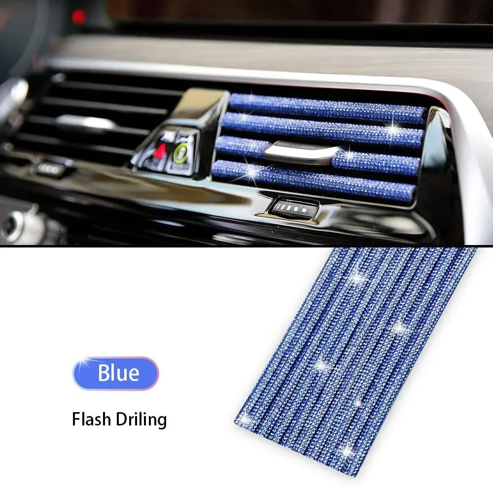 Car Vent Diamond Decorative Strip Fashion Luxury Car Air Conditioning Decoration Stripe Grille Sticker Accessories Amagi