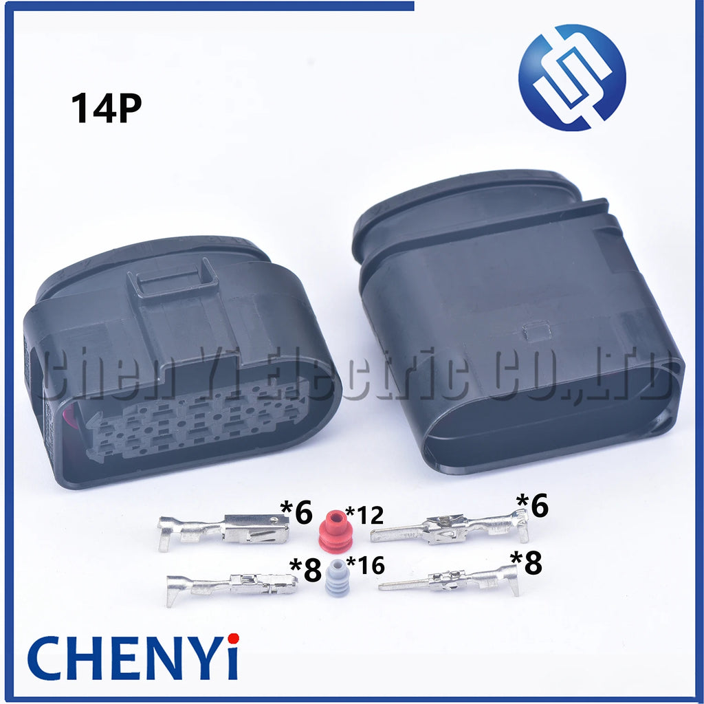 1 set 14 Pin LED light lamp wire socket automotive waterproof connector 1.5/2.8 wiring connector 3C0973737 3C0973837 6189-7103