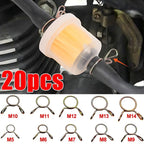 20/10Pcs Spring Hoop Hose Clamp Zinc Plated Pipe Clip Fuel Tube Water Pipe Air Tubing Fixed Clip Assortment Kit Home Hardware