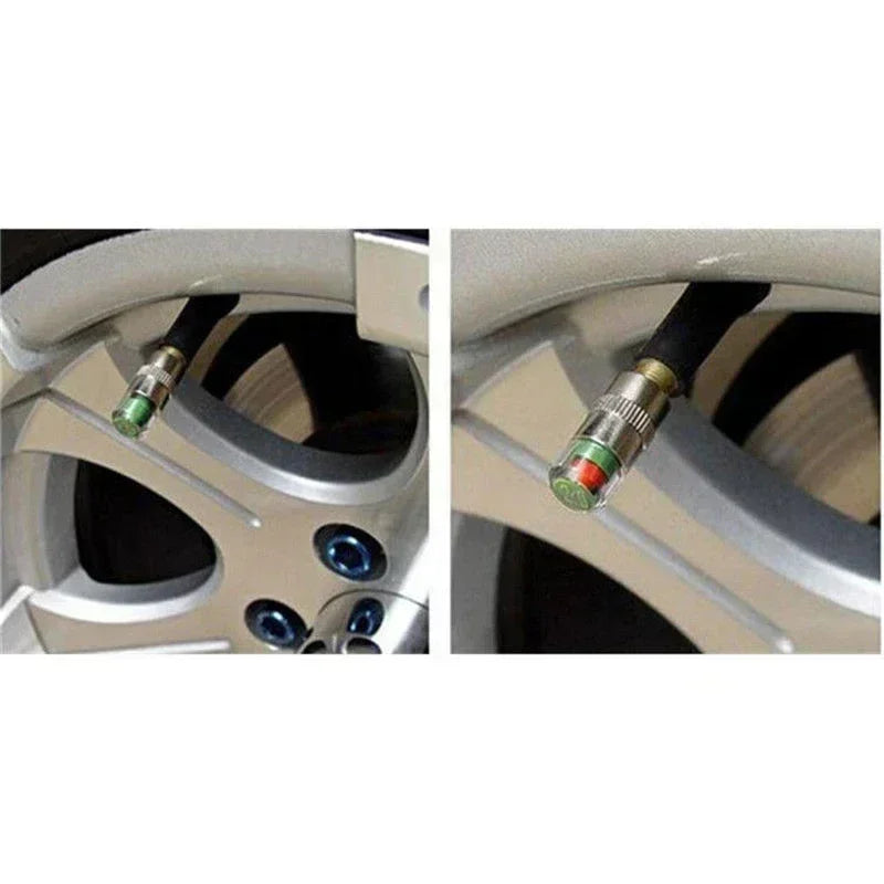 4/2pcs Car Tire Pressure Guage Valve Cap Sensor Indicator Alert Monitoring Tool Motorcycle Tyre Cap Indicator Air Pressure Gauge