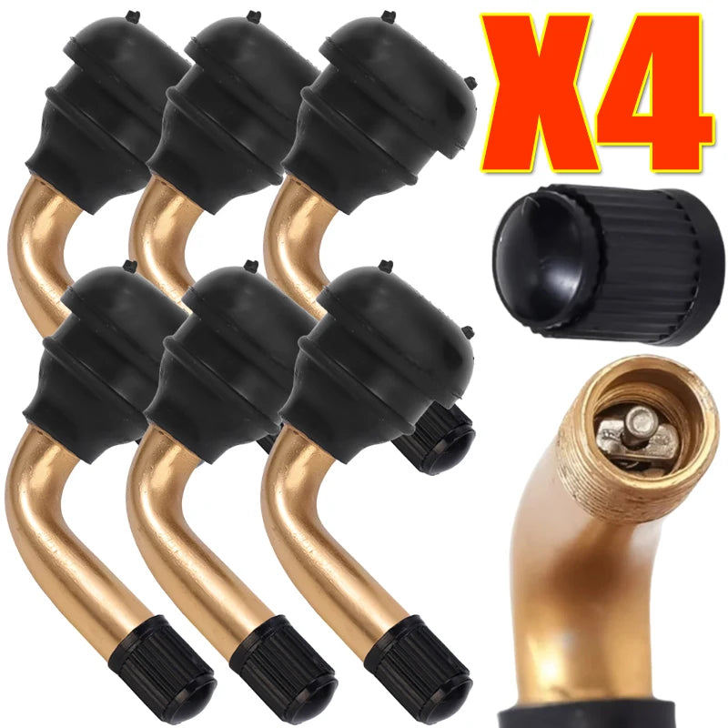 Motorcycle 45° Bent Type Valve Stem for Bike Tubeless Tire Rubber PVR Aluminum Alloy Anti-Corrosion Car Tire Repair Parts 2-4PCS
