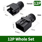 10/50 Sets 2-12P Male Female DT Connector Tail Clip Set with Corrugated Pipe Fixed Harness Clip,Protective Sheath 1011-235-0405