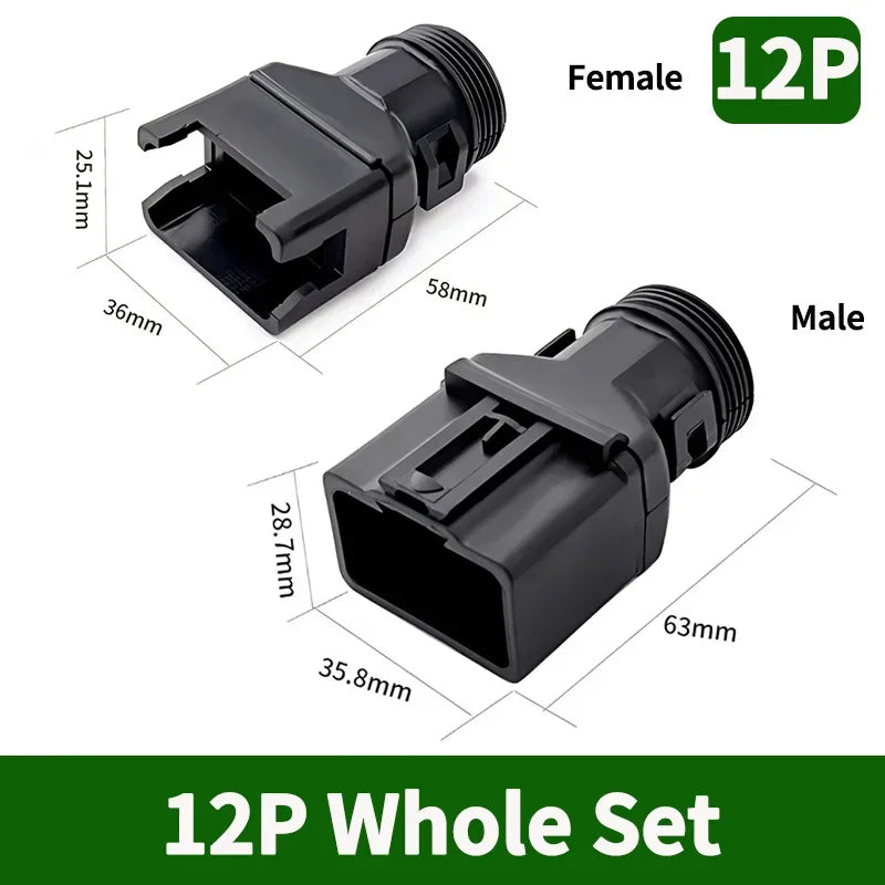 10/50 Sets 2-12P Male Female DT Connector Tail Clip Set with Corrugated Pipe Fixed Harness Clip,Protective Sheath 1011-235-0405