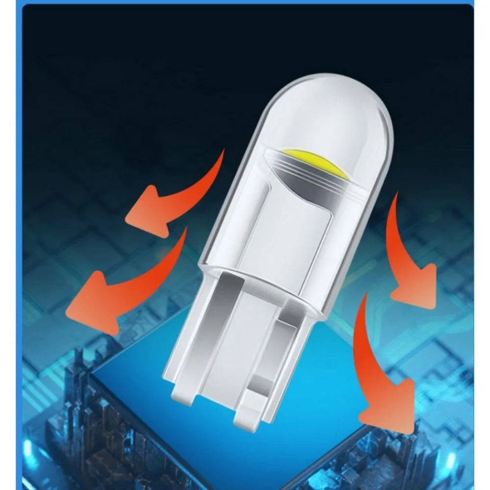 Car T10 LED Light Bulb 12V COB Glass Housing Waterproof Wedge Lamp Auto Interior Canopy Reading Light Bulb Auto Accessories