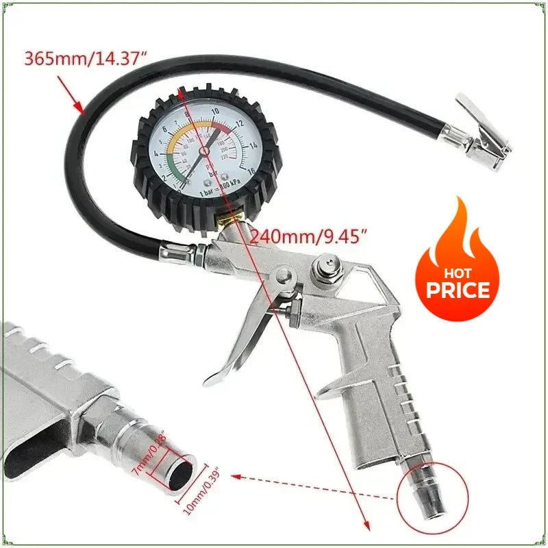 High-Precision Tire Pressure Gauge For Car Motorcycle Inflator Pumps Tire Repair Tool Pressure Gun Type For Air Compressor Amagi