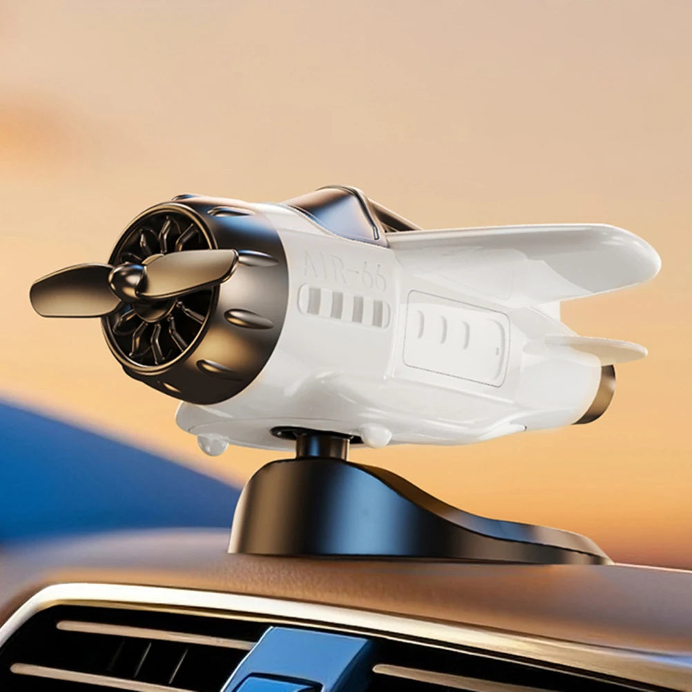 1PC Solar Energy Powered Rotating Propeller Fighter Ornaments Car Solar Decor Auto Interior Decoration Solar Aircraft Model