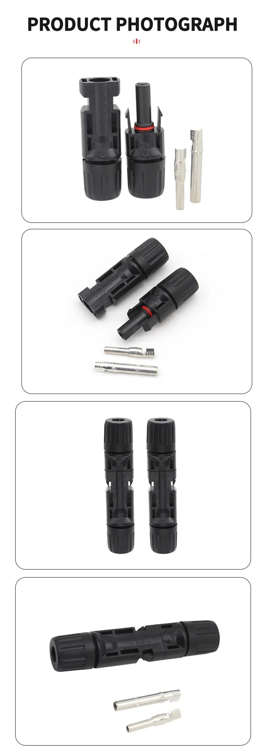 400/200/100/40/20/10 Pcs Photovoltaic Solar Connector 1000V30A Wholesale Panel Connectors Kit for PV/MC Cable 2.5/4/6mm²