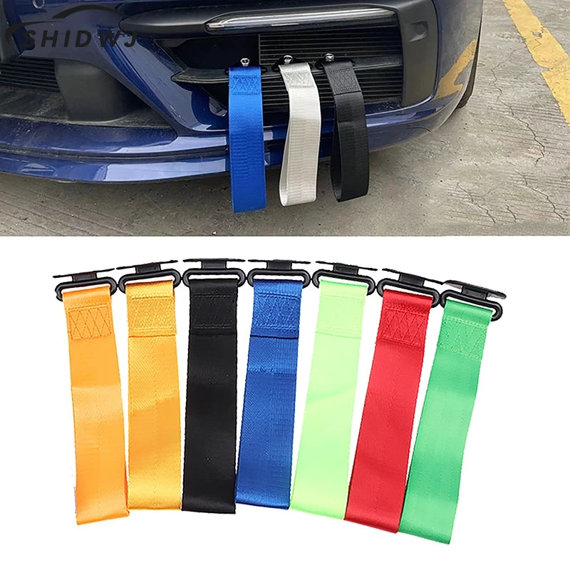 High Strength Car Color Pendant Tow Strap Belt Tow Rope Sticker Ribbon Car Decor Sticker Trailer Ropes Bumper Towing Strap