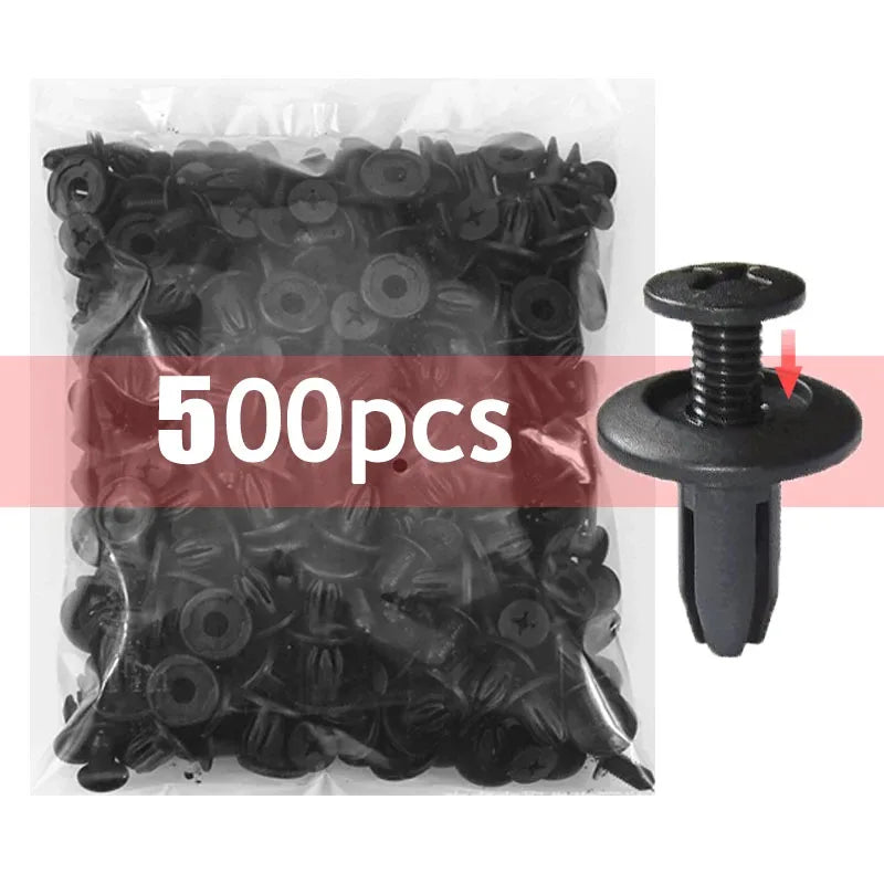Universal Car 8mm Hole Plastic Rivets 1000/50 Fastener Push Clip Black Bumper Door Trim Panel Retainer Fastener Clip Accessories