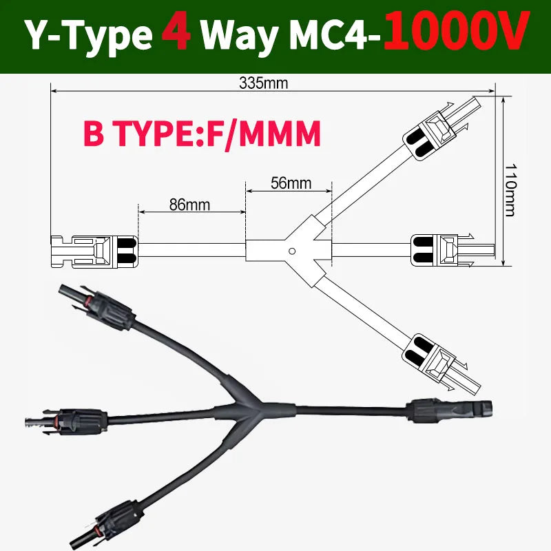 1/5/20/100 Sets DC PV Y Branch Photovoltaic Solar Connector 1000V 30A Male Female 3-Way 4-Way 5-Way Plug 1 To 2/3/4 Adapter