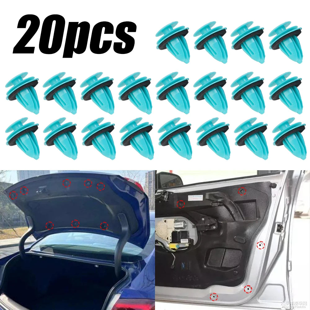 100/20PCS Auto Door Panel Clip with Seal Ring Auto Fastener Rivet Bumper Clip Retainer Car Interior Retaining Accessories