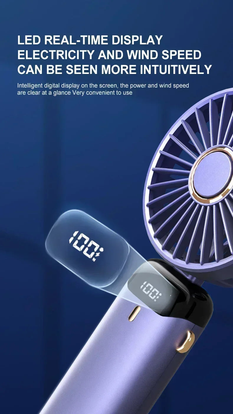 Car 3 in 1 Portable Fan Handheld Neck Desk Fan 5 Speed Digital Display Ultra Quiet Makeup Fan for Women Desktop Clip Office Amag