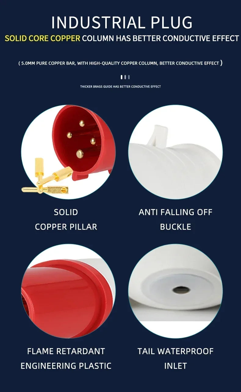 5Pcs Industrial Plug and Socket Waterproof Connector 3PIN 4PIN 5PIN 16A/32A  Waterproof Electrical Connection Wall Mount Socket