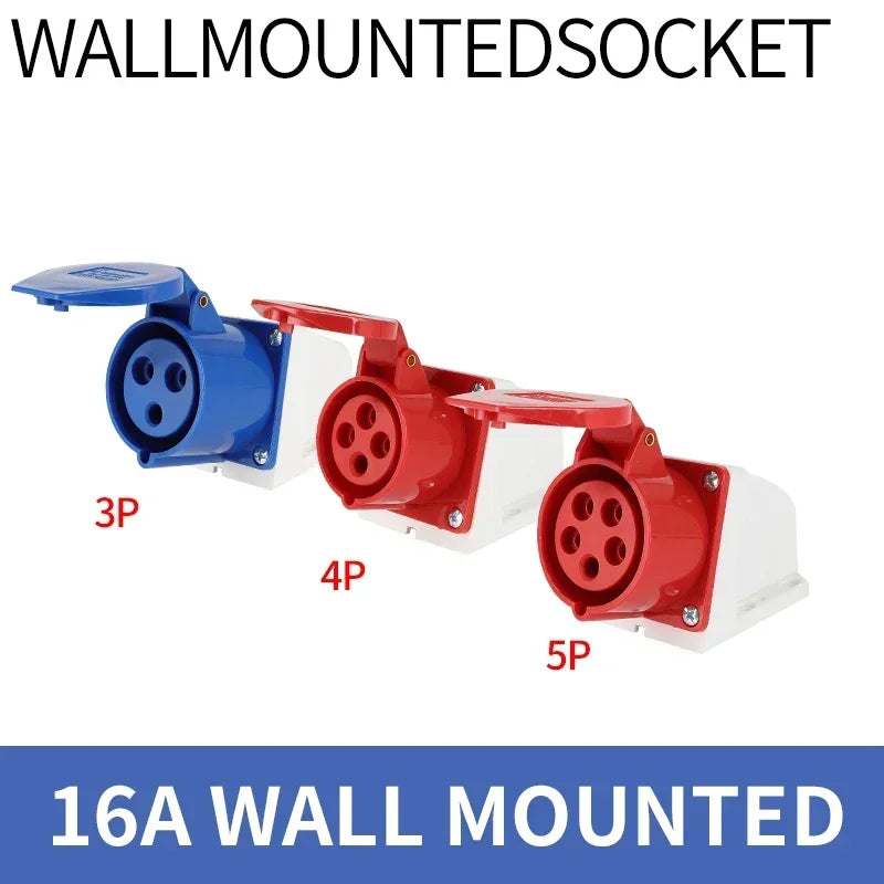 5Pcs Industrial Plug and Socket Waterproof Connector 3PIN 4PIN 5PIN 16A/32A  Waterproof Electrical Connection Wall Mount Socket