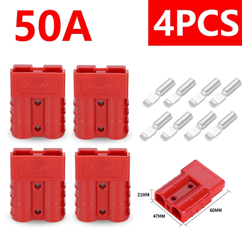 4Pcs  50A/120A Quick Connect Plug Kit - Silver Plated Copper Connector for 12-36V Winch/ATV/Trailer Wiring