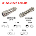 M8 Waterproof Aviation Connector Set, 3–8 Pin Male Female Plug & Socket for Proximity Sensor, Straight Right Angle/Flange Mount
