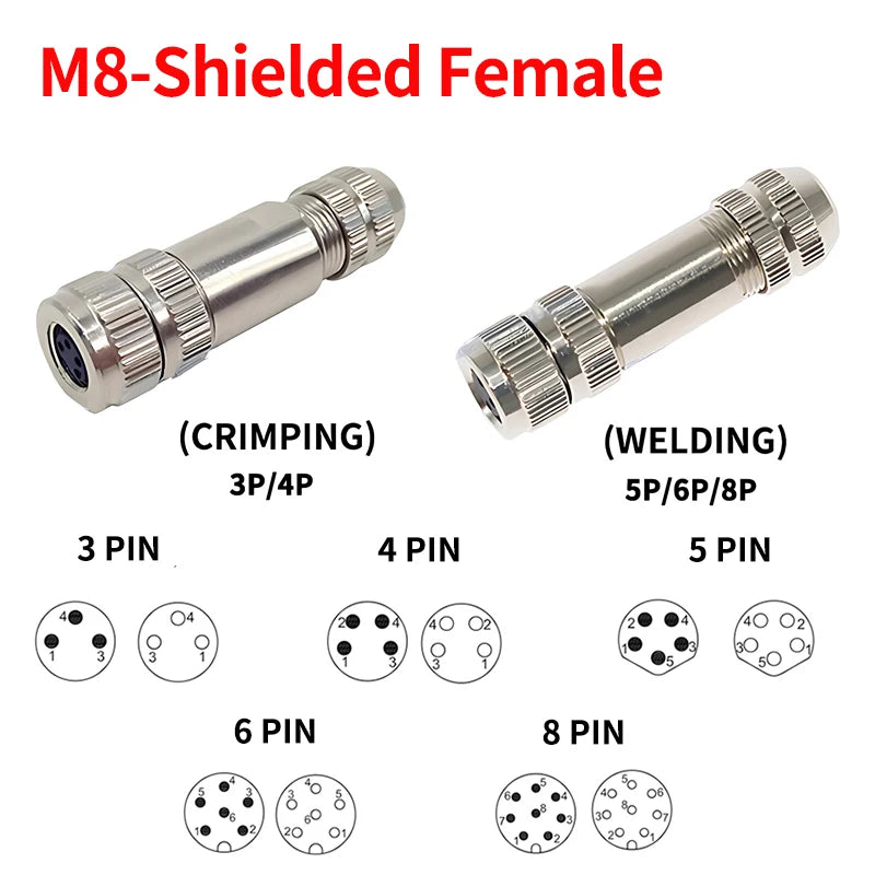 M8 Waterproof Aviation Connector Set, 3–8 Pin Male Female Plug & Socket for Proximity Sensor, Straight Right Angle/Flange Mount