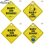 1PC Baby On Board Sign with Suction Cup Car Window Yellow REFLECTIVE Warning Sign 12CM Safe Driving Accesorios