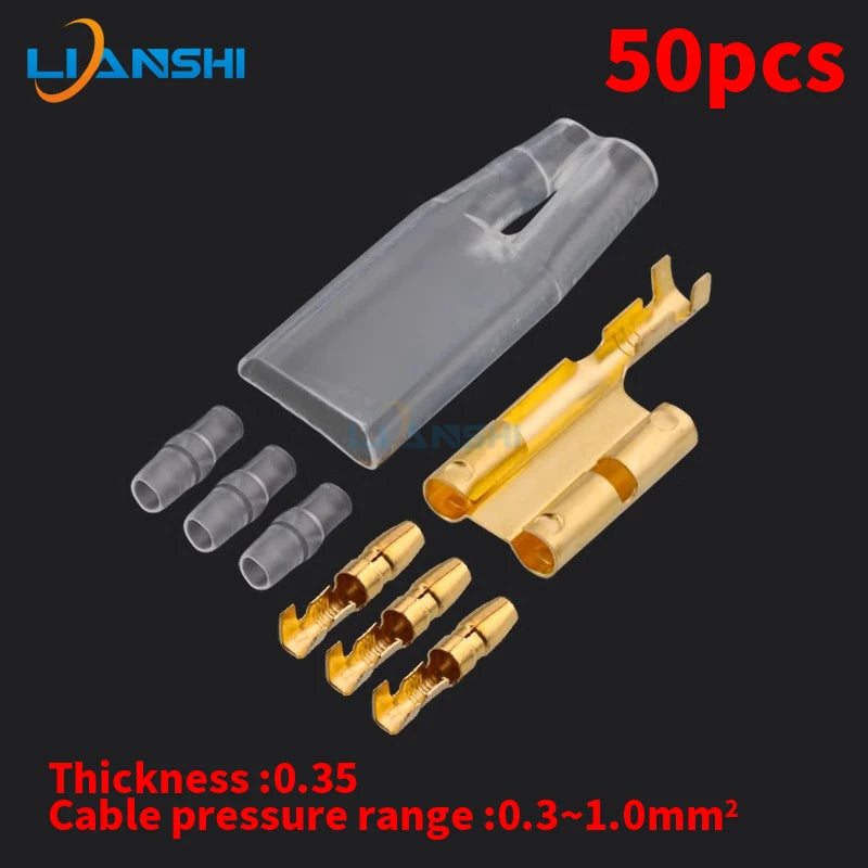 50 sets of bullet wire pair connector cold press quick terminal one drag three pluggable male and female pair