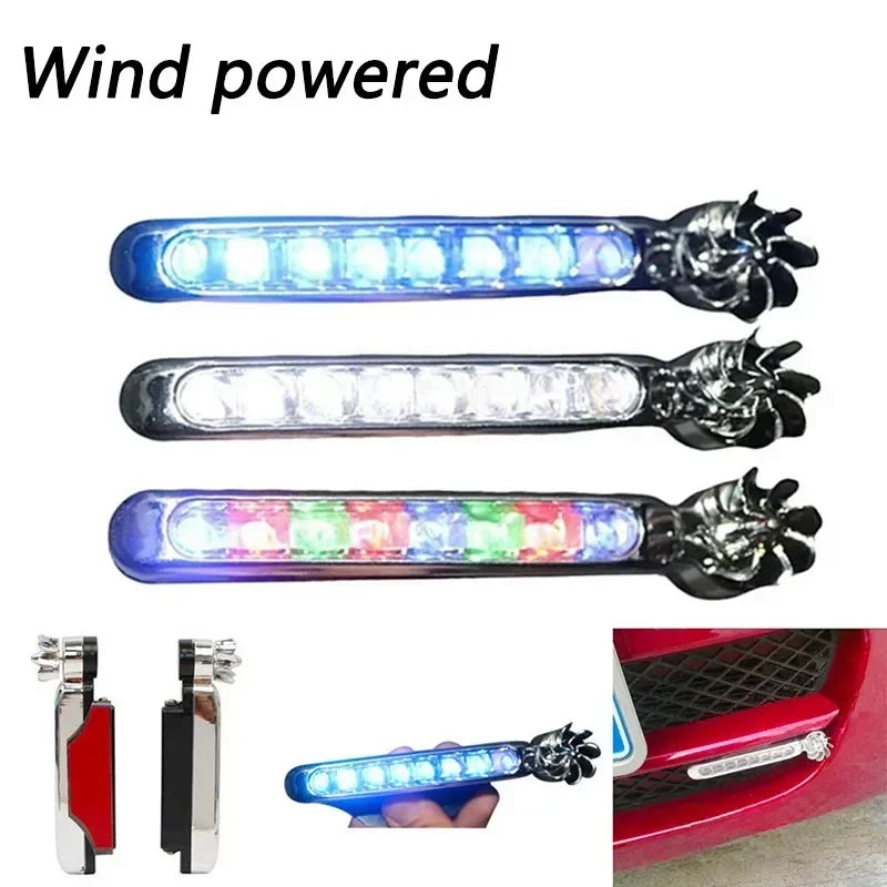 Wind Powered Car LED 8 LED DRL Daylight Running Light Auxiliary Lighting Rotation Fan Lamp Automobile Day Time Headlight Amagi