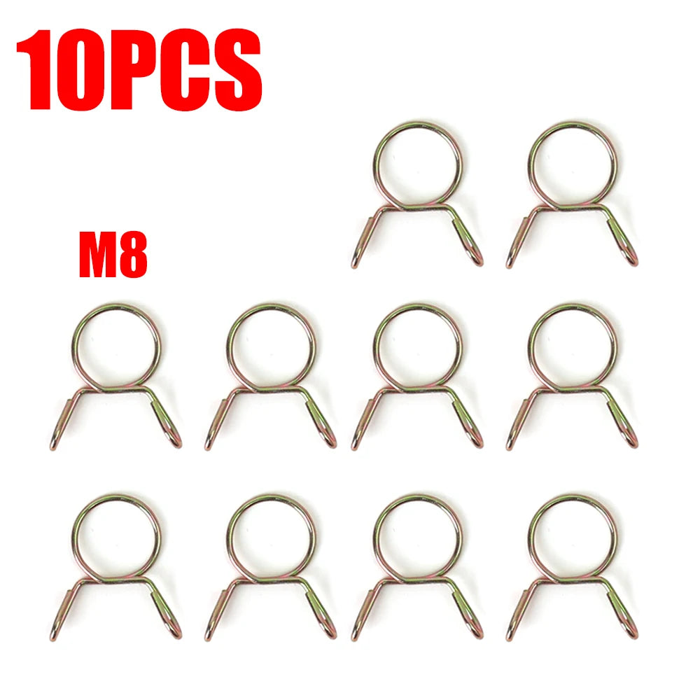 20/10Pcs Spring Hoop Hose Clamp Zinc Plated Pipe Clip Fuel Tube Water Pipe Air Tubing Fixed Clip Assortment Kit Home Hardware