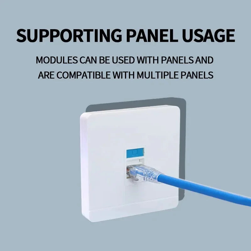Tool-Free Keystone Jack CAT5E/CAT6/CAT6A RJ45 Ethernet Wall Plate - U/UTP Network Module Adapter for Home/Office/Data Center