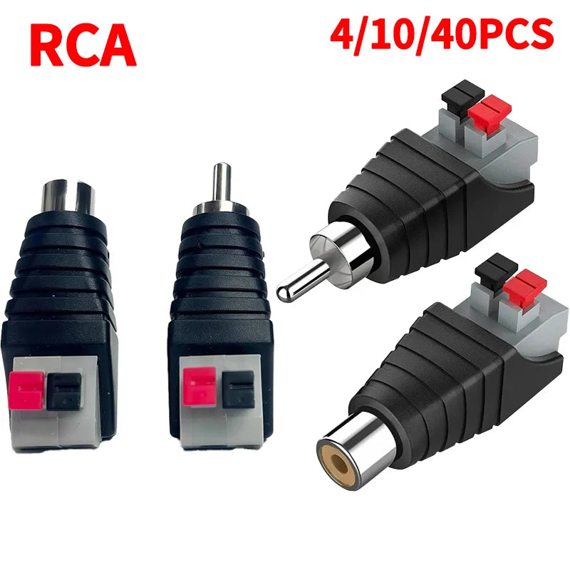 4/10/40PCS RCA Male & Female to Terminal Block Adapter, Solderless AV Audio Video Connectors for Speaker, Home Theater, CCTV Use