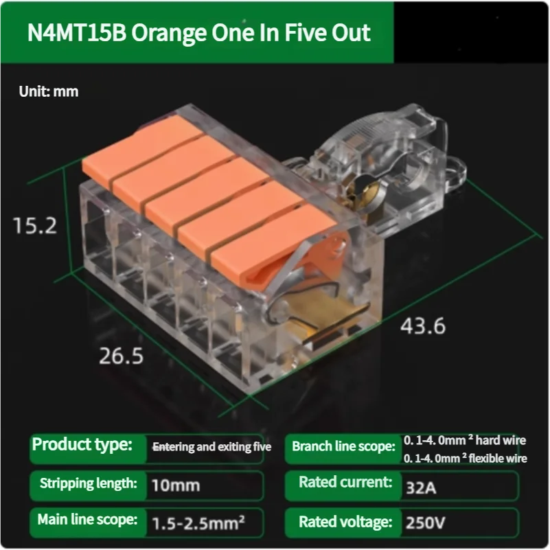 T-Type No-Stripping Quick Wire Connector Terminal Block ,Wire Splitter/Combiner Fast Connector for Household Electrical Wiring