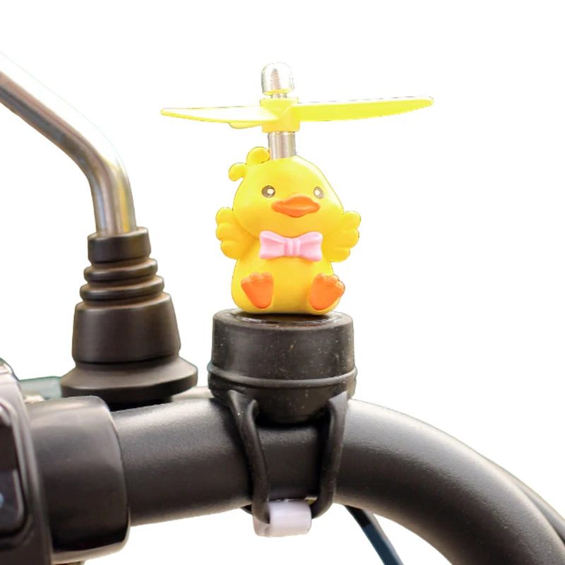 1Pcs Cute Little Yellow Duck Motorcycle Riding Handlebar Decoration Toy With Propeller Bike Moto Driving Ornaments
