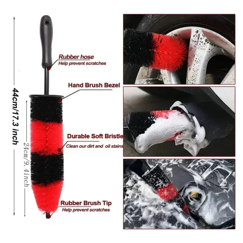 Car Wheel Multifunction Cleaning Brush Long Soft Handle Rim Hub Microfiber Brush Tire Detail Brush Auto Motorcycle Washing Amagi