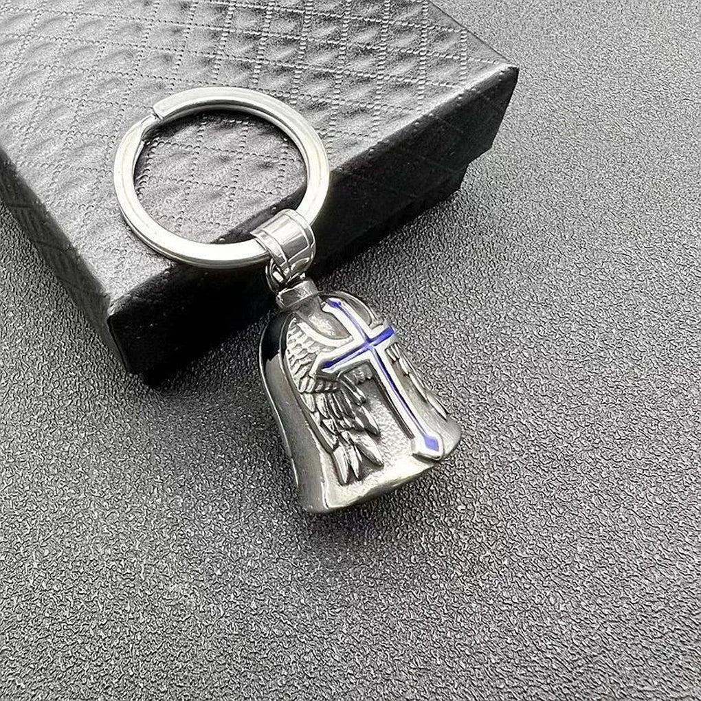 Vintage Punk Angel Pendant Motorcycle Bell Necklace For Men Symbol Of Protection And Good Luck Lucky Gift Sending off boyfriend