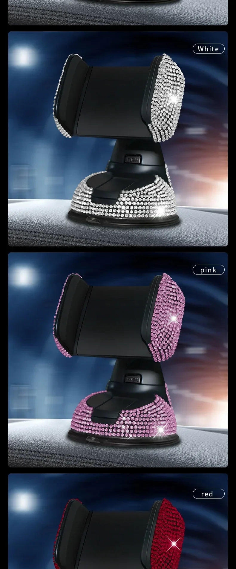 Elegant Rhinestone Car Phone Holder Universal Rotatable Secure Perfect for Easy Navigation and Style Interior Woman Accessories