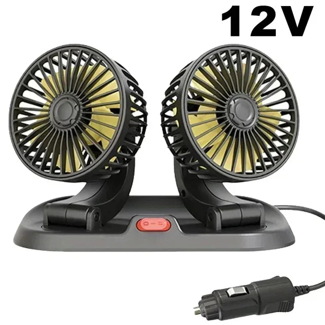Car Fan 360° Adjustable 3 Head Air Fan Automotive Electric Fan USB/12V/24V Fan 2 Speeds Car Silent Fan For Home Desk Office Amag