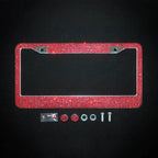 Bling Crystal License Plate Frame Luxury Car Frame Plate with Button Diamond Car License Plate Frame Cover for Women-2 Pack