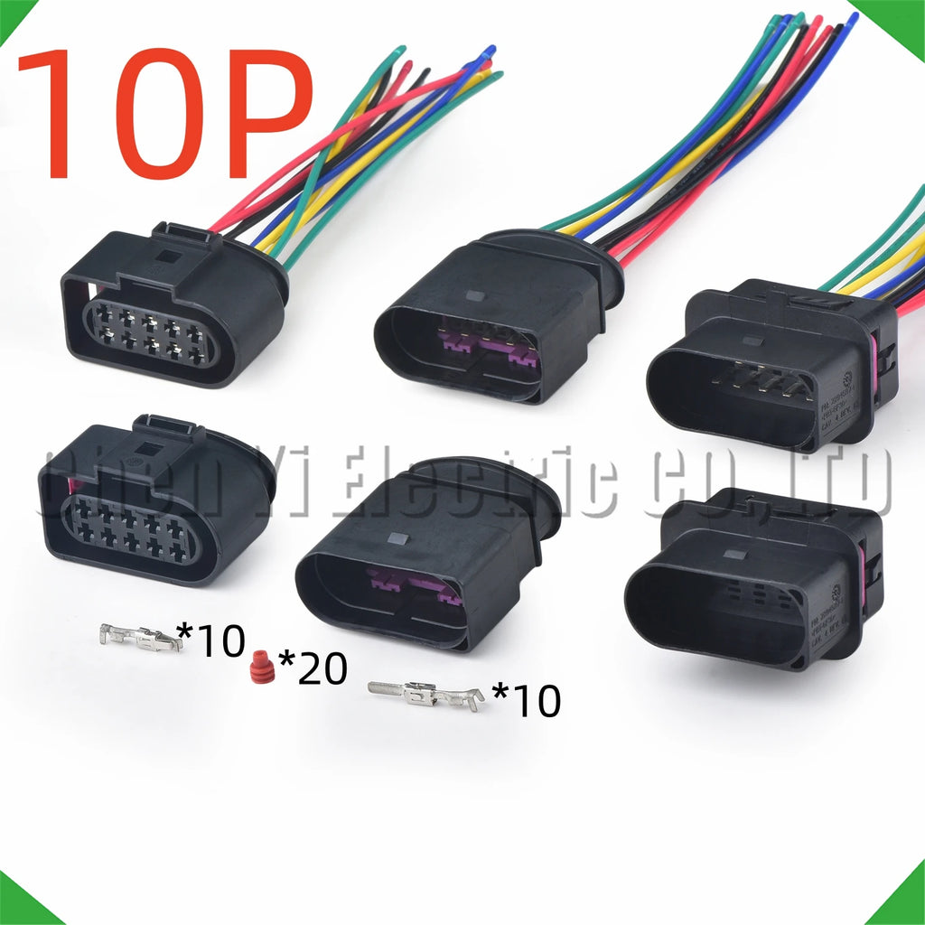 10-pin auto connector automotive connectors halogen headlights harness 1j0973835 1j0973735