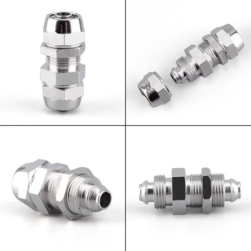 Pneumatic Push-In Fitting Set, Copper Nickel Plated Air Hose Connectors for 4mm–16mm Tube (KPU KPV KPE KPZA KPM)