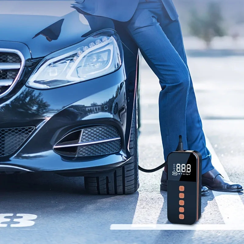 Car Air Compressor With Digital Pressure Gauge Flashlight And Cell Phone Charging Motorcycle Bicycle And Ball Inflator 3000mAh