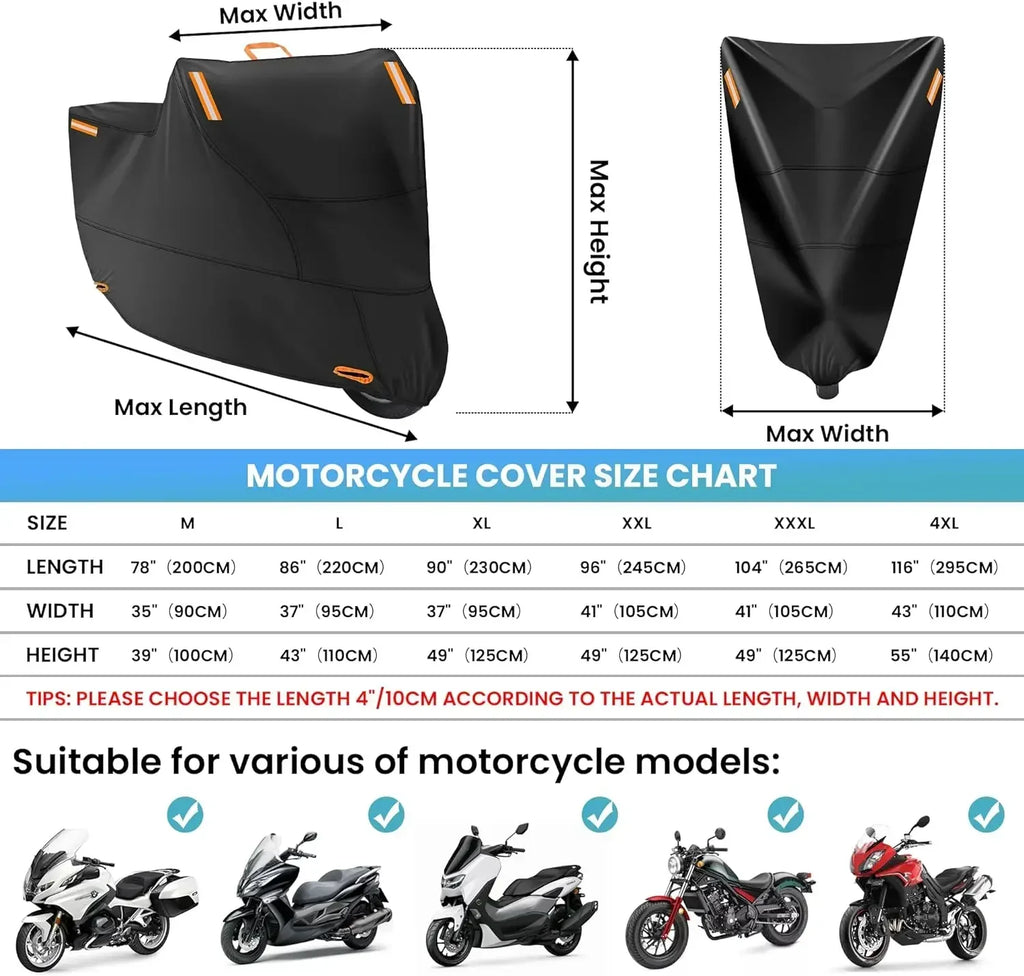 Motorcycle Cover Waterproof All Season Dustproof UV Protective Outdoor Indoor Scooter 210D 420D Wear-resistant Fabric Amagi