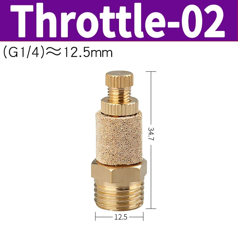 Air Fittings Brass Control Muffler Compressed Air Pneumatic Exhaust Muffler The Electromagnetic Valve Scarf Connector