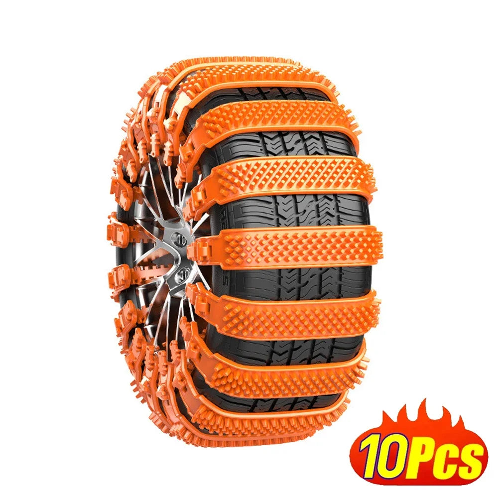Snow Chain Tyre Chain 10/1PCS Urethane Set Wheel Ties Belts Car Tires Chains Winter Anti-Slip Chain Anti Skid Snow Emergency New