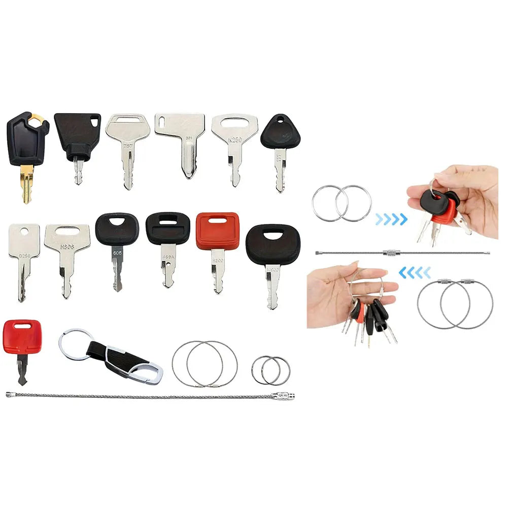 13PCS Ignition Key Set For Construction Machinery Tractors And Excavators Replacement Car Master Key Ignition Set