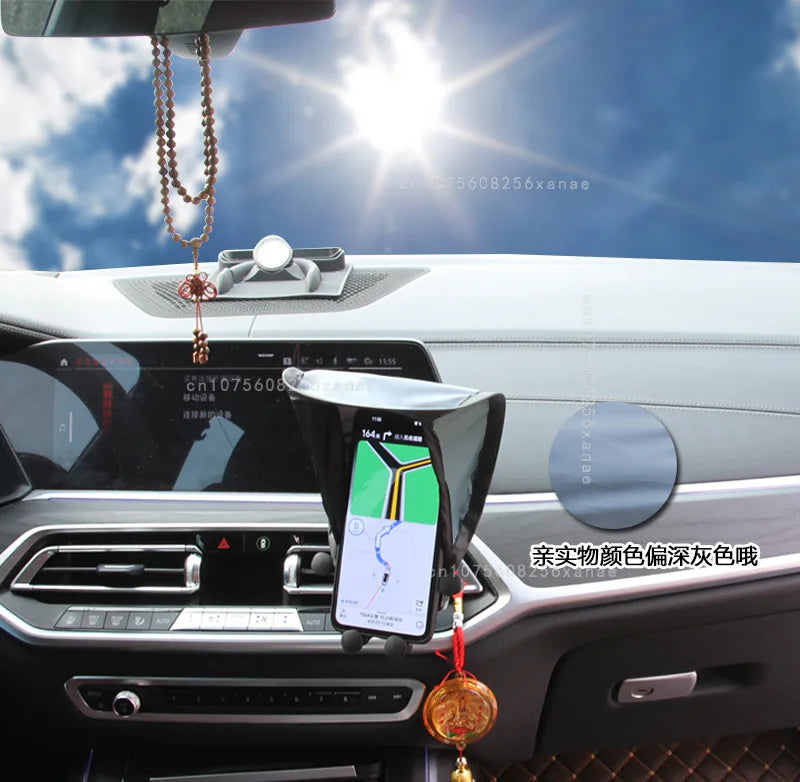 Car Mobile Phone Sunscreen Foldable Not Hot Stuck Screen Non-reflective Free Of Installation Mobile Navigation Sunshade amabilis