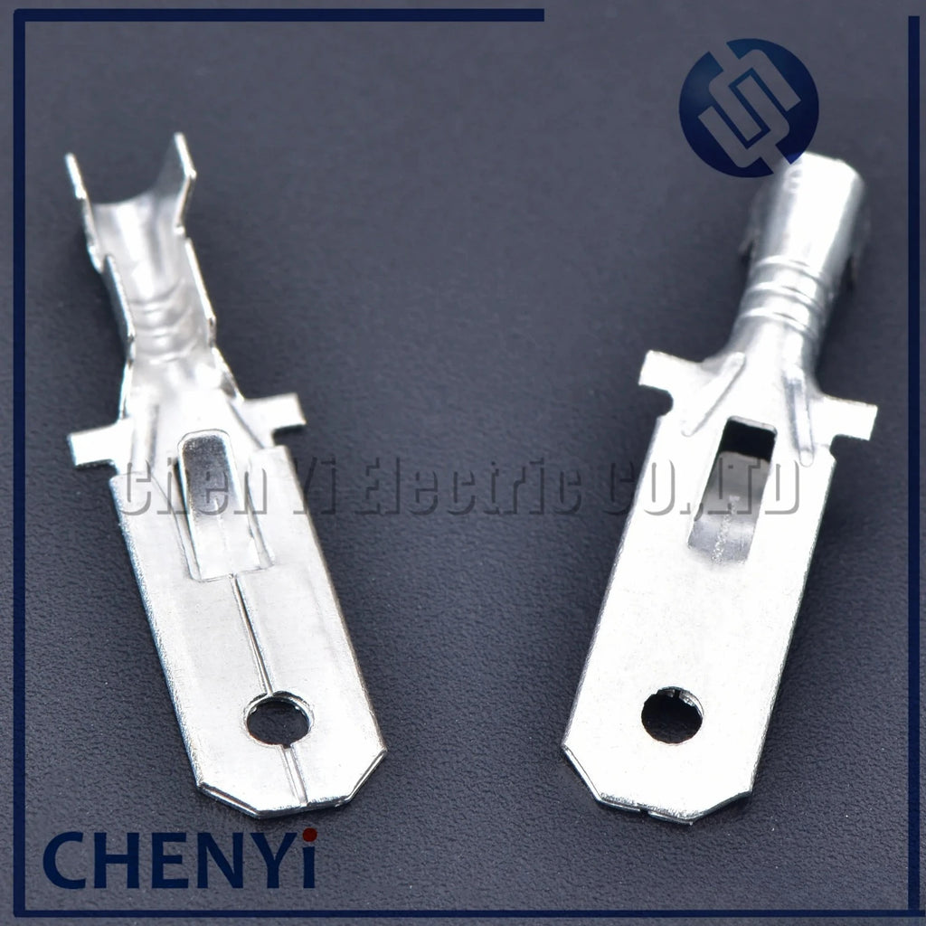 50 pcs 6.3mm Automotive Crimp Terminal Male Spade Connector Brass Pins Auto Splice Wire Terminals DJ611-6.3A G194