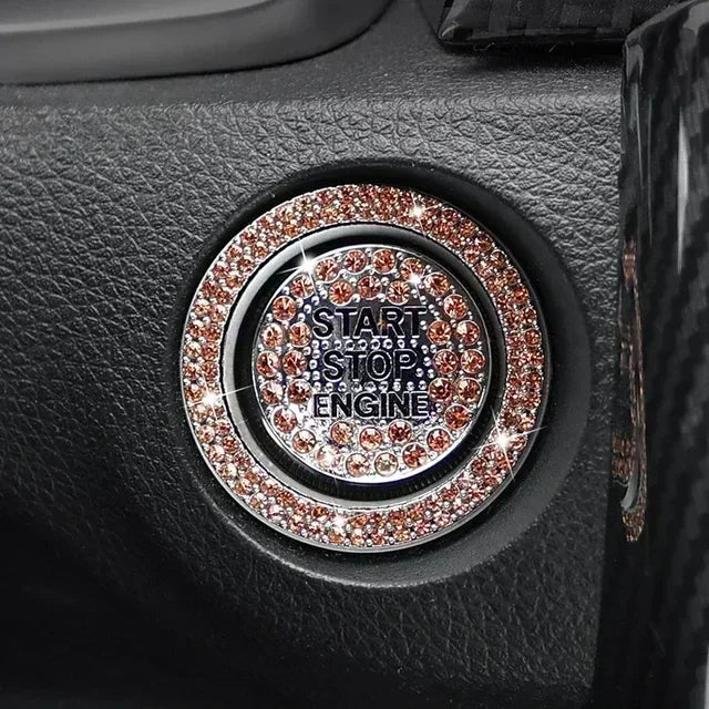 Car Bling One-Click Start Stop Engine Ignition Ring Sticker Crystal Rhinestone Circle Decor Accessories amagi