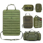 6pcs/set Universal Car Backrest Wall Hang Seat Back Storage Bag Organize Molle Panel with 5 Detachable Pouch,Outdoor Campe Hike