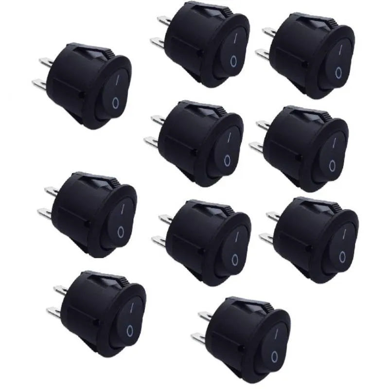 10PCS 12V Round Rocker Switch ON/OFF 2 Pin SPST Camper Van Caravan Motorhome For Car Auto Boat Household Appliances