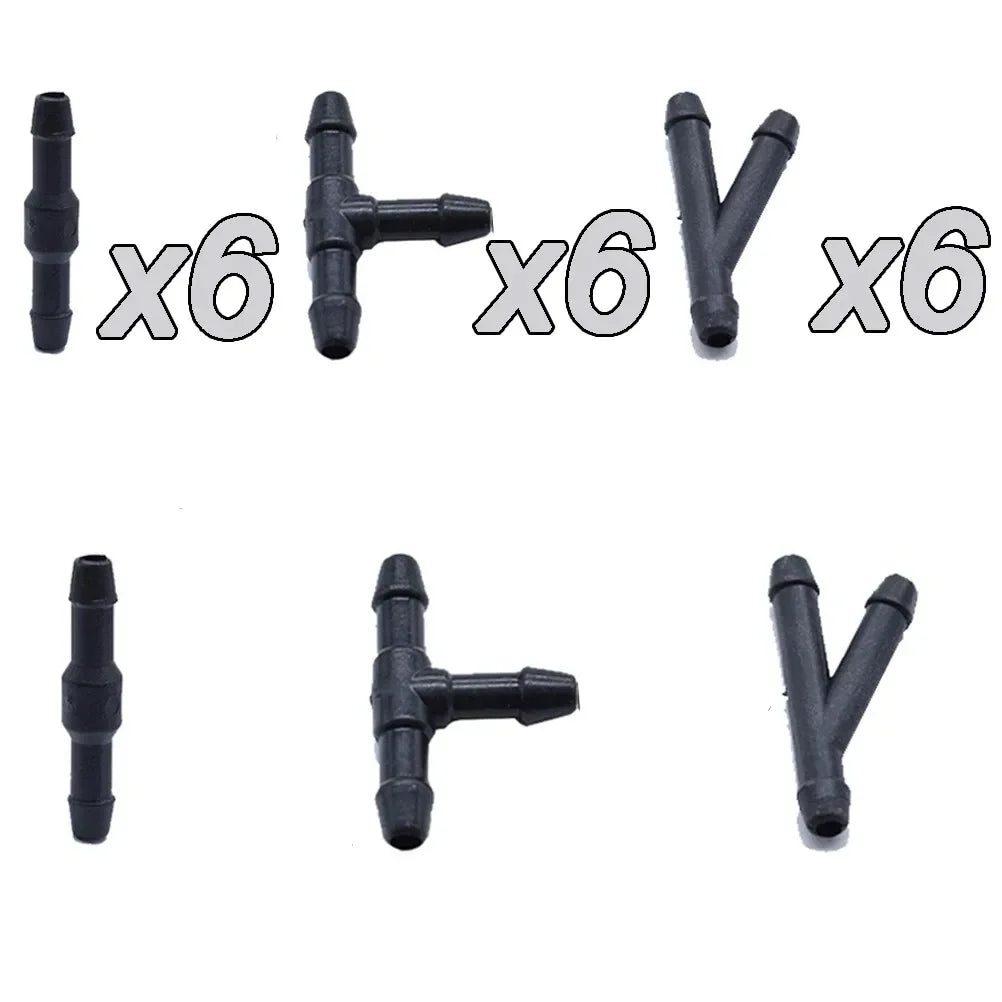 18/90PCS Windscreen Washer Joiner Pipe Connector T Piece Straight 3 Way Y Piece Air Fuel Water Petrol Wiper Washer Nozzle Hose